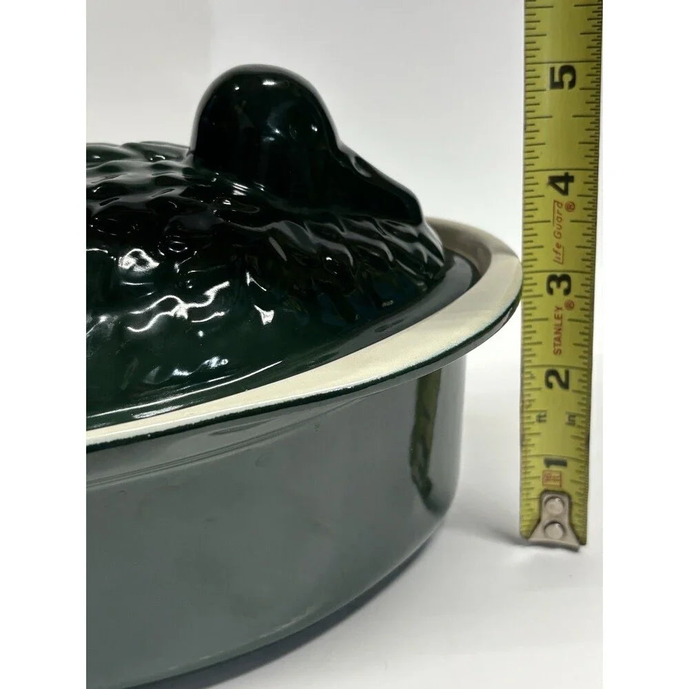 Chasseur French Duck Enameled Cast Iron Terrine Tureen Hunter Green 1.25 Qt